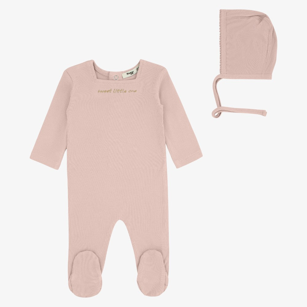 Sweet Little One Footie And Bonnet - Pink