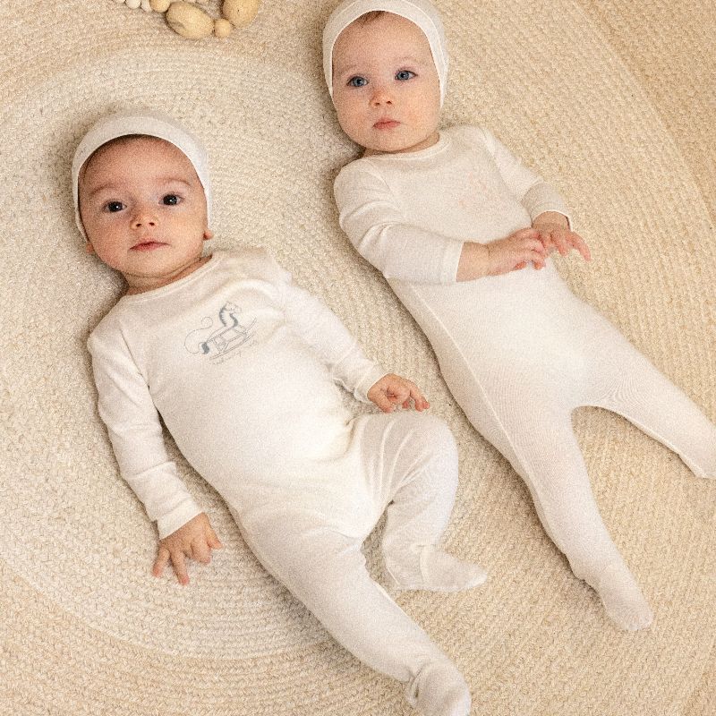 Rocking Horse Footie And Beanie - Pink