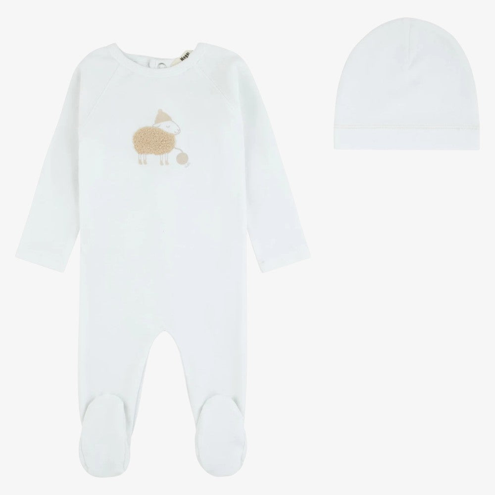 Fuzzy Sheep Footie - Ivory &amp; Tan
