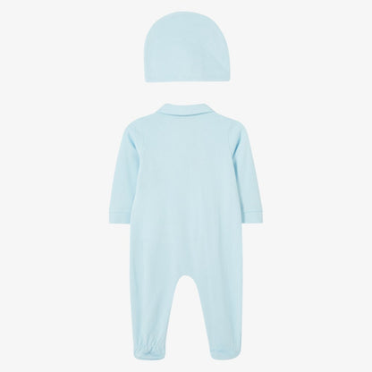 Bear Side Snap Footie And Hat - Sky Blue