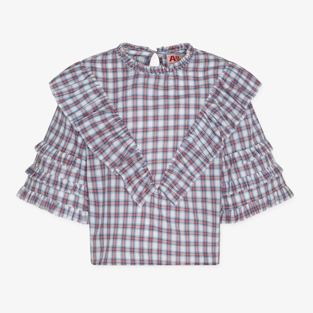 A076 Gine Check Blouse - Red