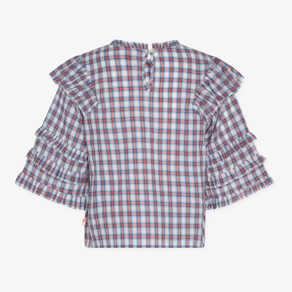 A076 Gine Check Blouse - Red