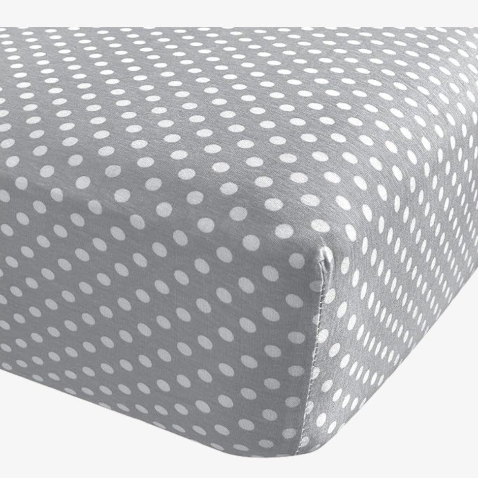 Dot Print Standard Crib Sheet  - Grey