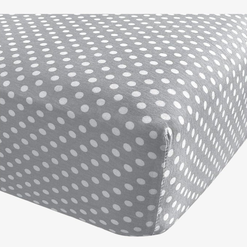 Abstract Dot Print Standard Crib Sheet  - Grey