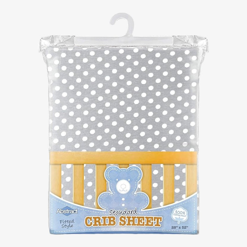 Abstract Dot Print Standard Crib Sheet  - Grey