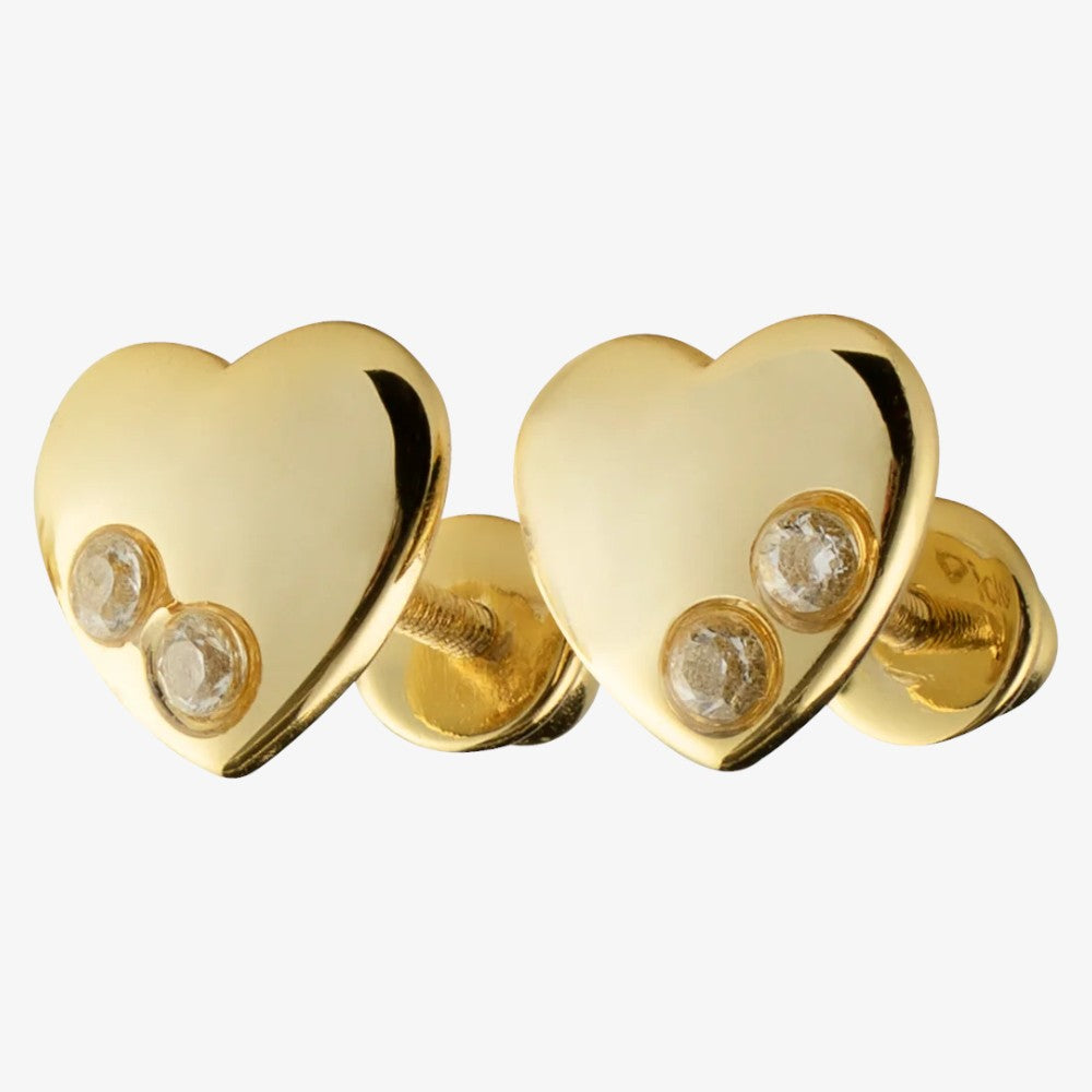 Heart Earrings - Clear &amp; Gold