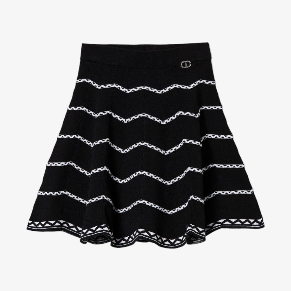 Twinset Long Skirt - Black-white