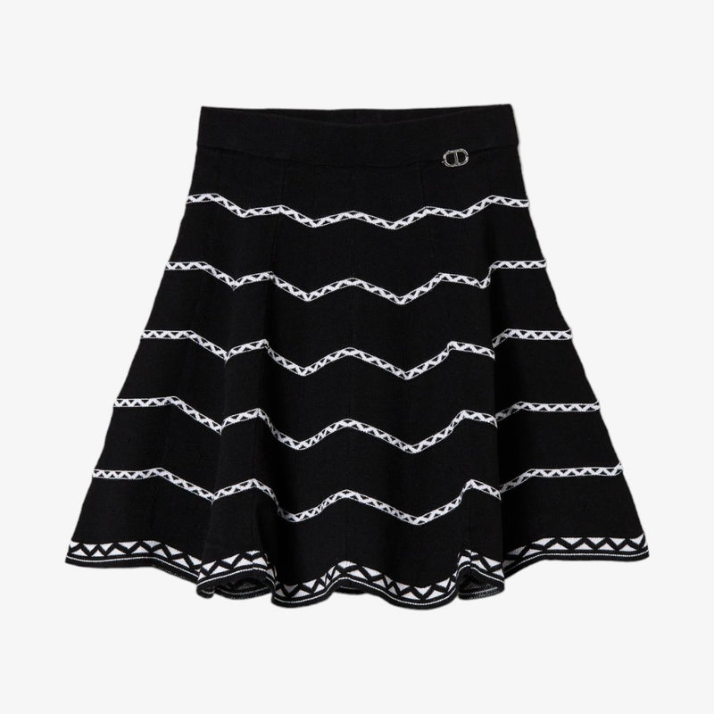 Long Skirt - Black-white