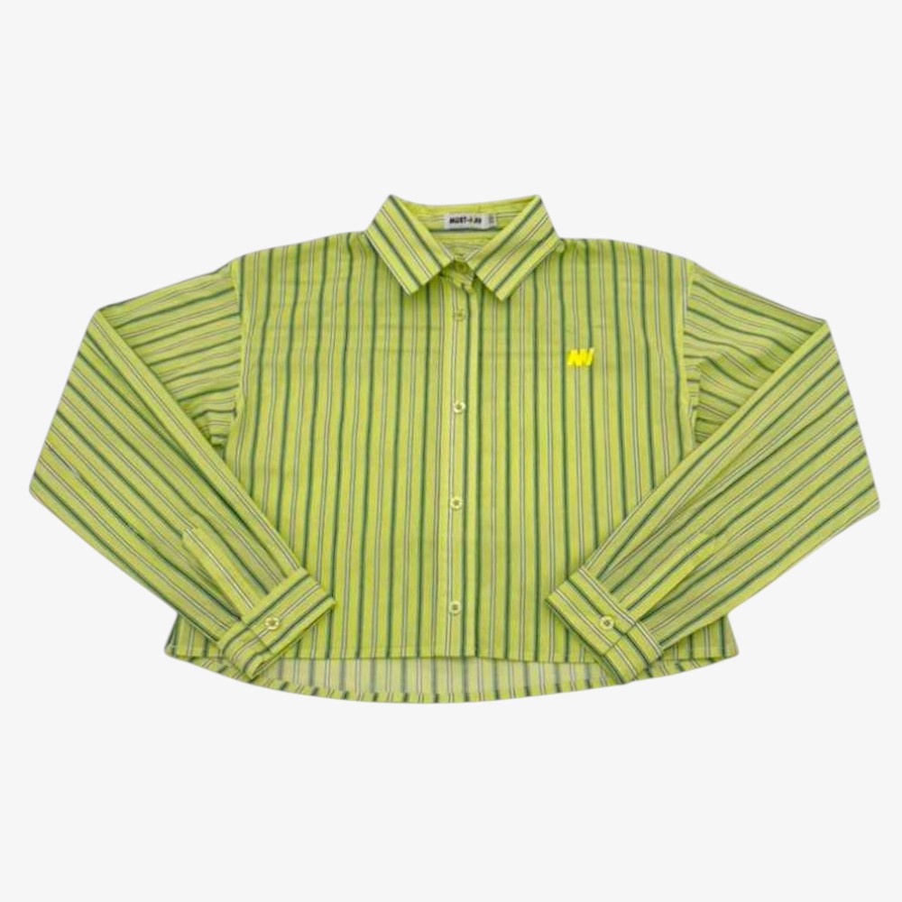 Striped Crop Shirt - Lime