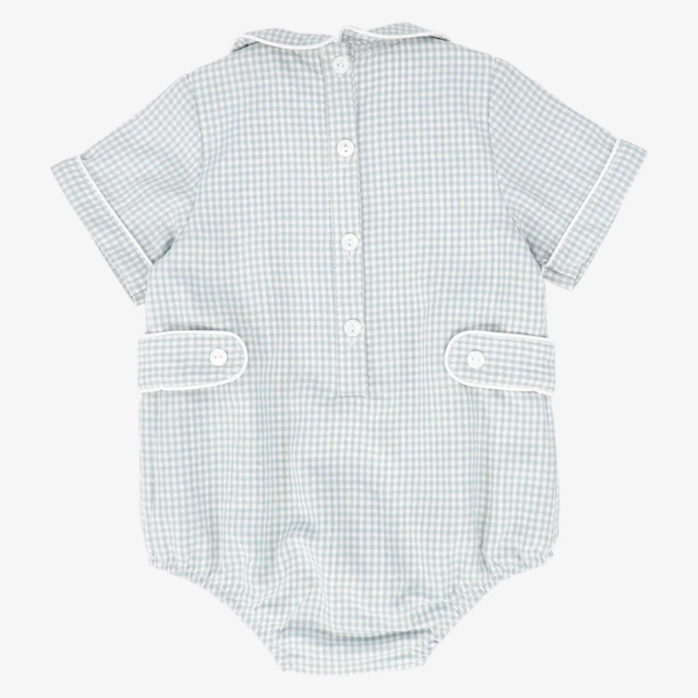 Linen Pleat Romper - Blue