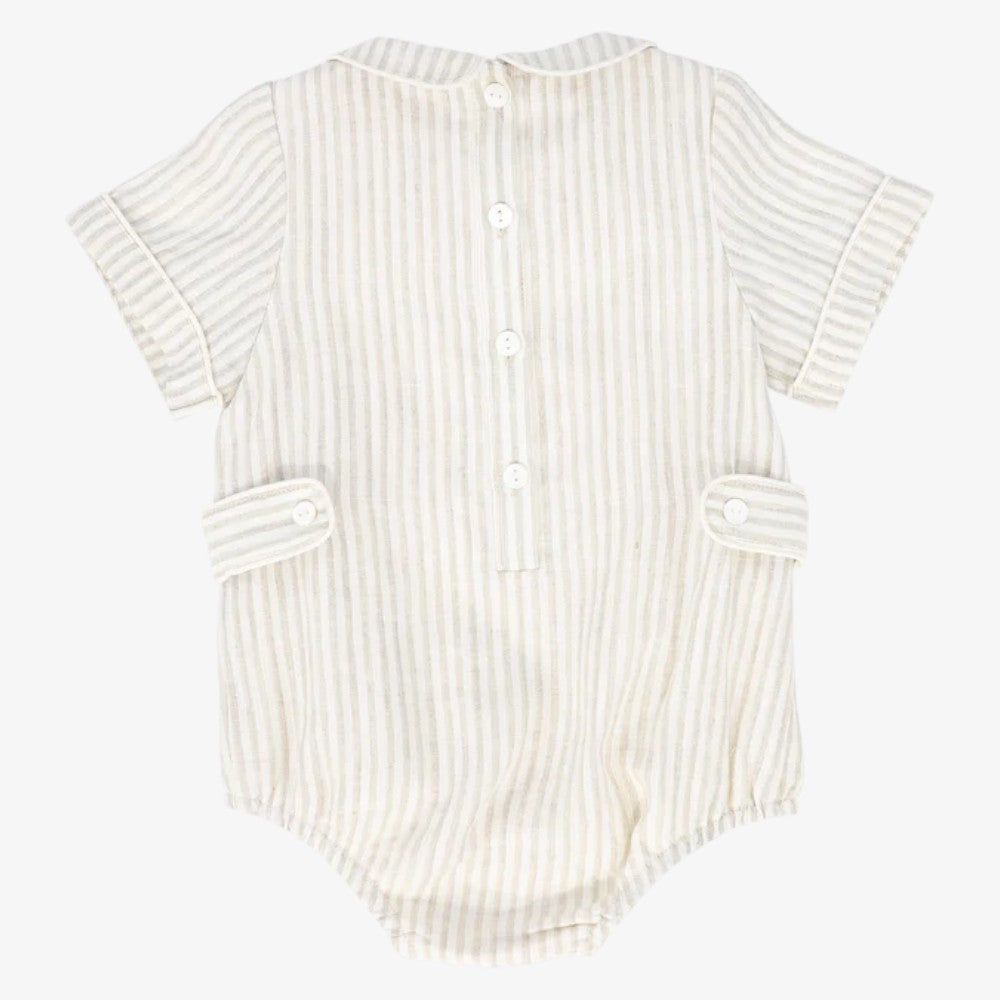 Linen Pleat Romper - Tan