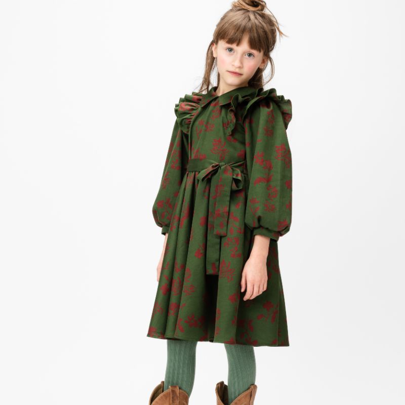 Paade mode girls Oxford dress outlet green plaid