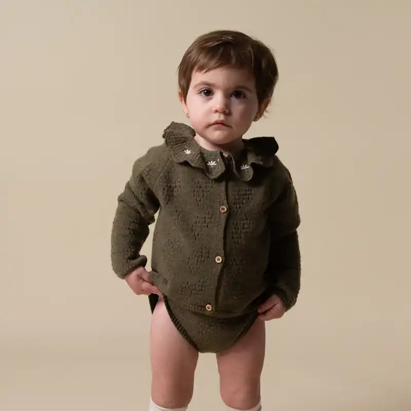 Embroided Cardigan - Green