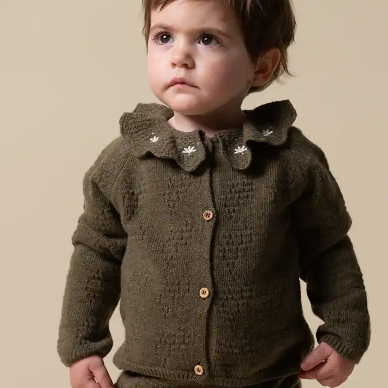 Embroided Cardigan - Green