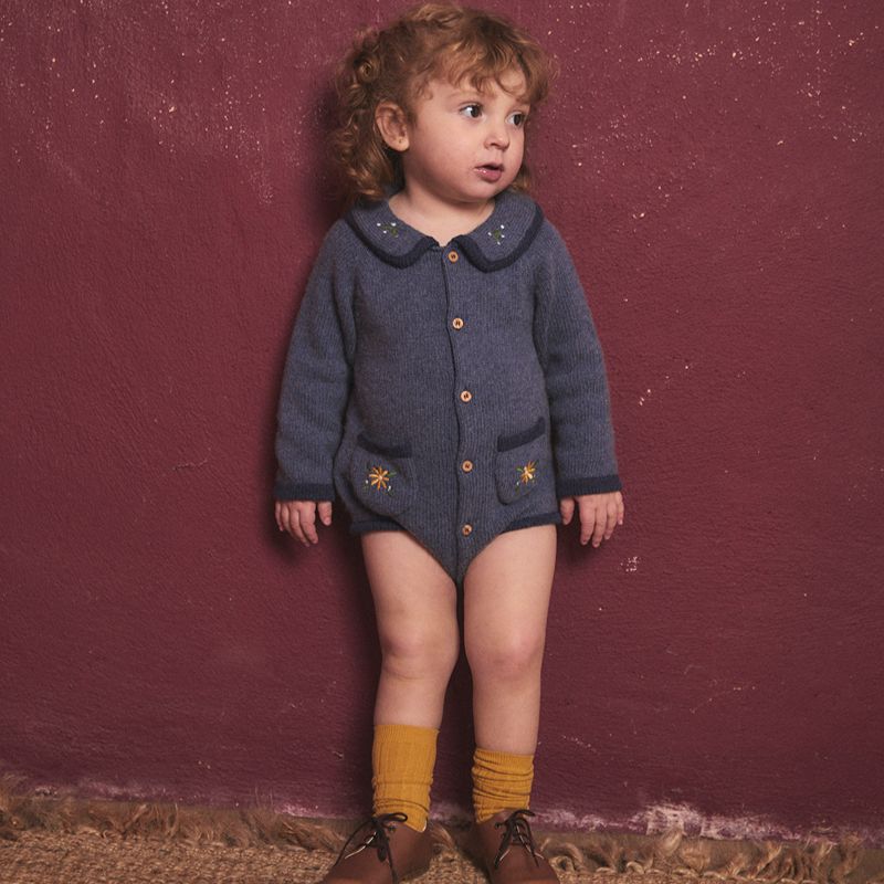 Embroided Romper - Blue