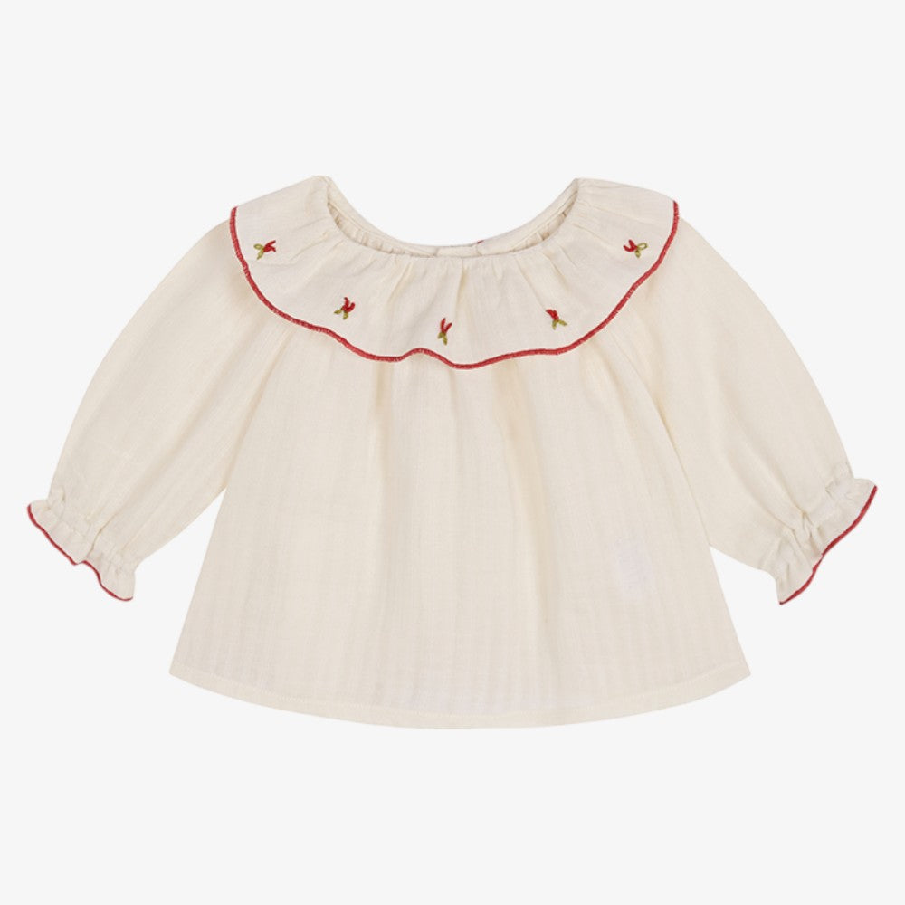 Embroidered Blouse And Bloomer - White