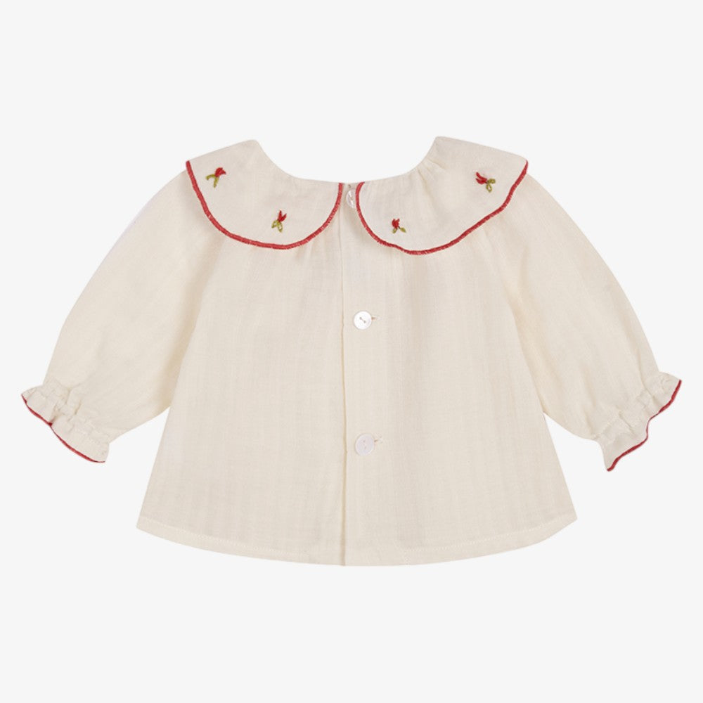 Embroidered Blouse And Bloomer - White