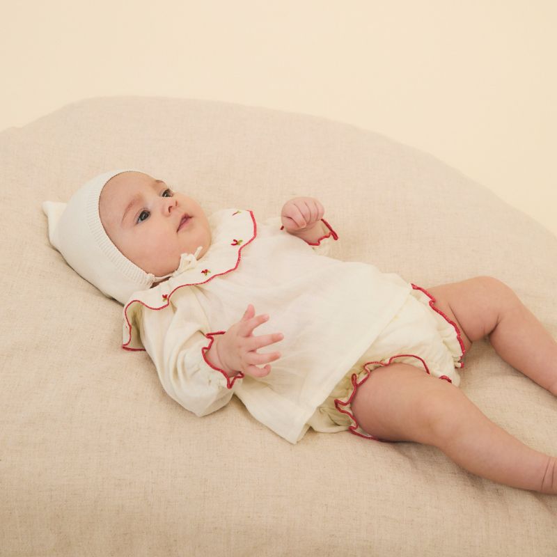 Embroidered Blouse And Bloomer - White
