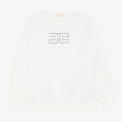 Embroidered Sweatshirt - Ivory&amp;crystal