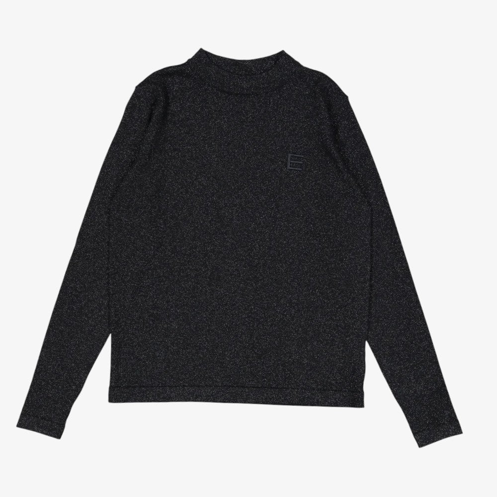 Metallic Knit Turtleneck - Black