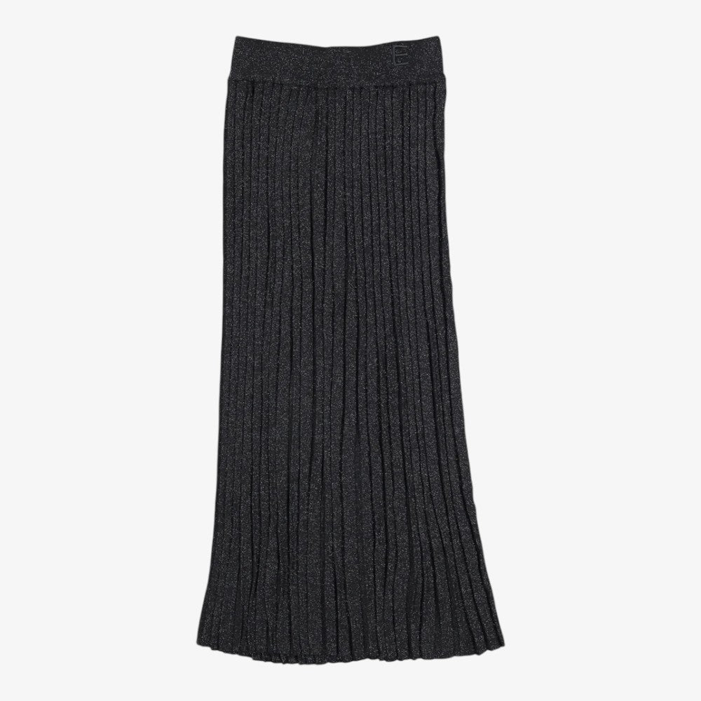 Metallic Pleated Skirt - Black