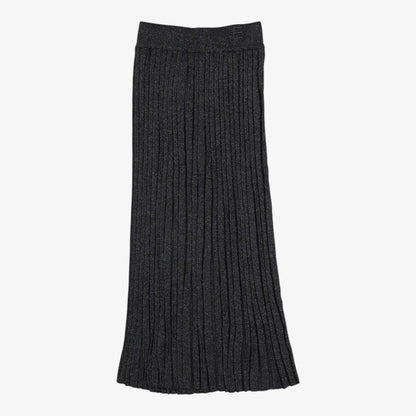 Metallic Pleated Skirt - Black