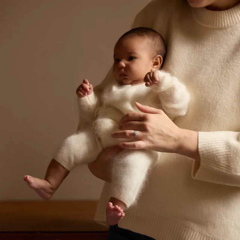 Brushed Cashmere Footie - White