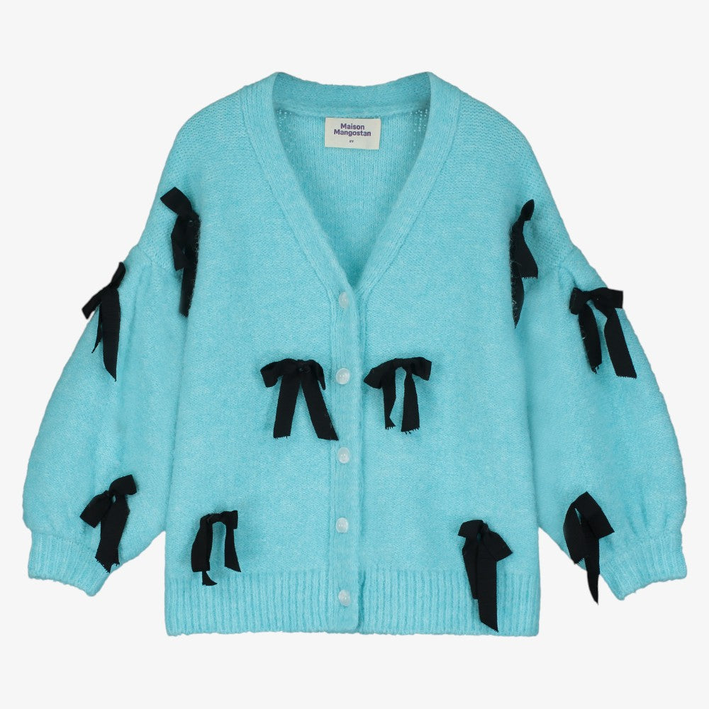 Bow Knit Cardigan - Sky Blue