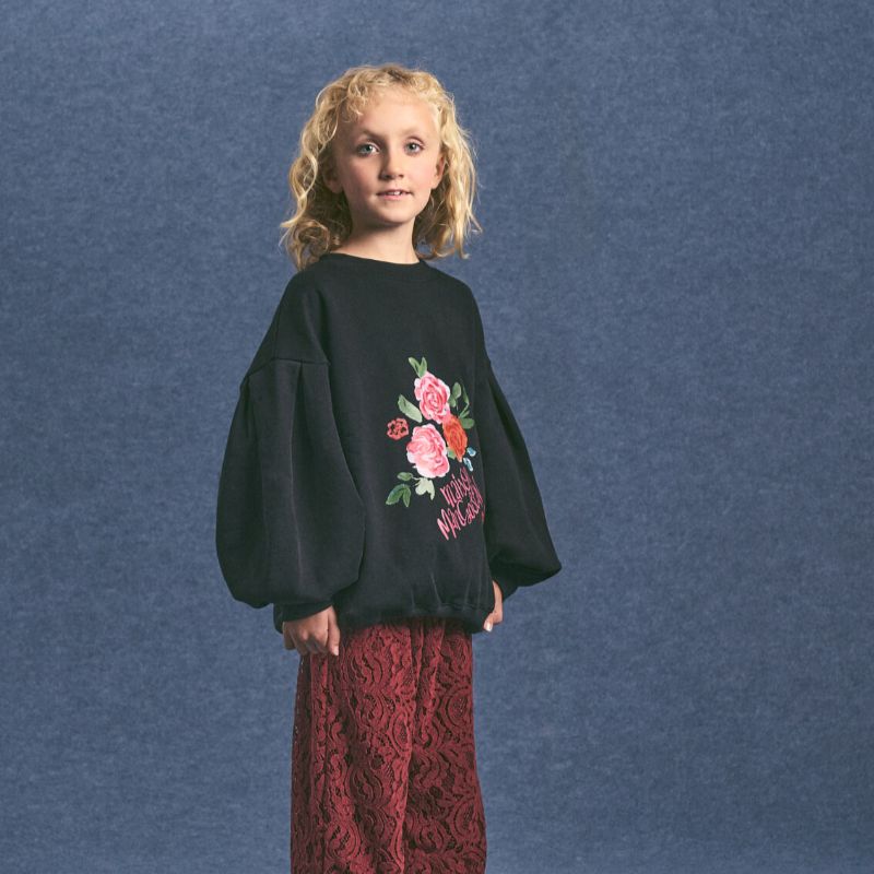 Rose Print Sweatshirt - Black