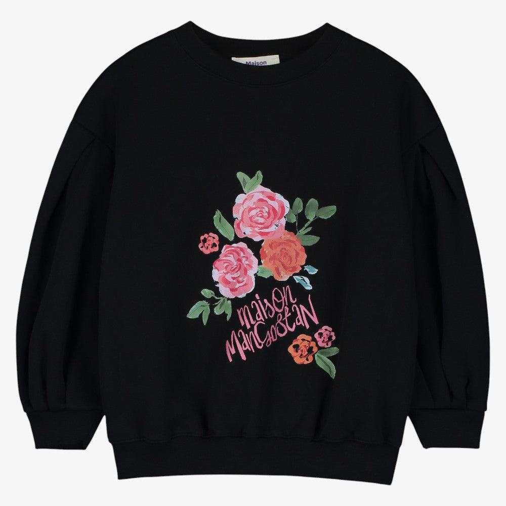 Rose Print Sweatshirt - Black