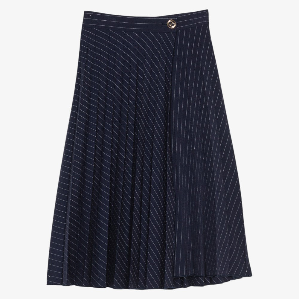 Pleated Skirt - Blue/off White