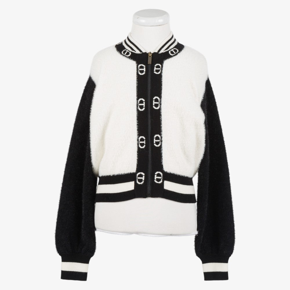 Cardigan Bomber - Black/off White