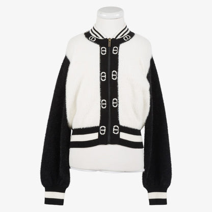 Cardigan Bomber - Black/off White