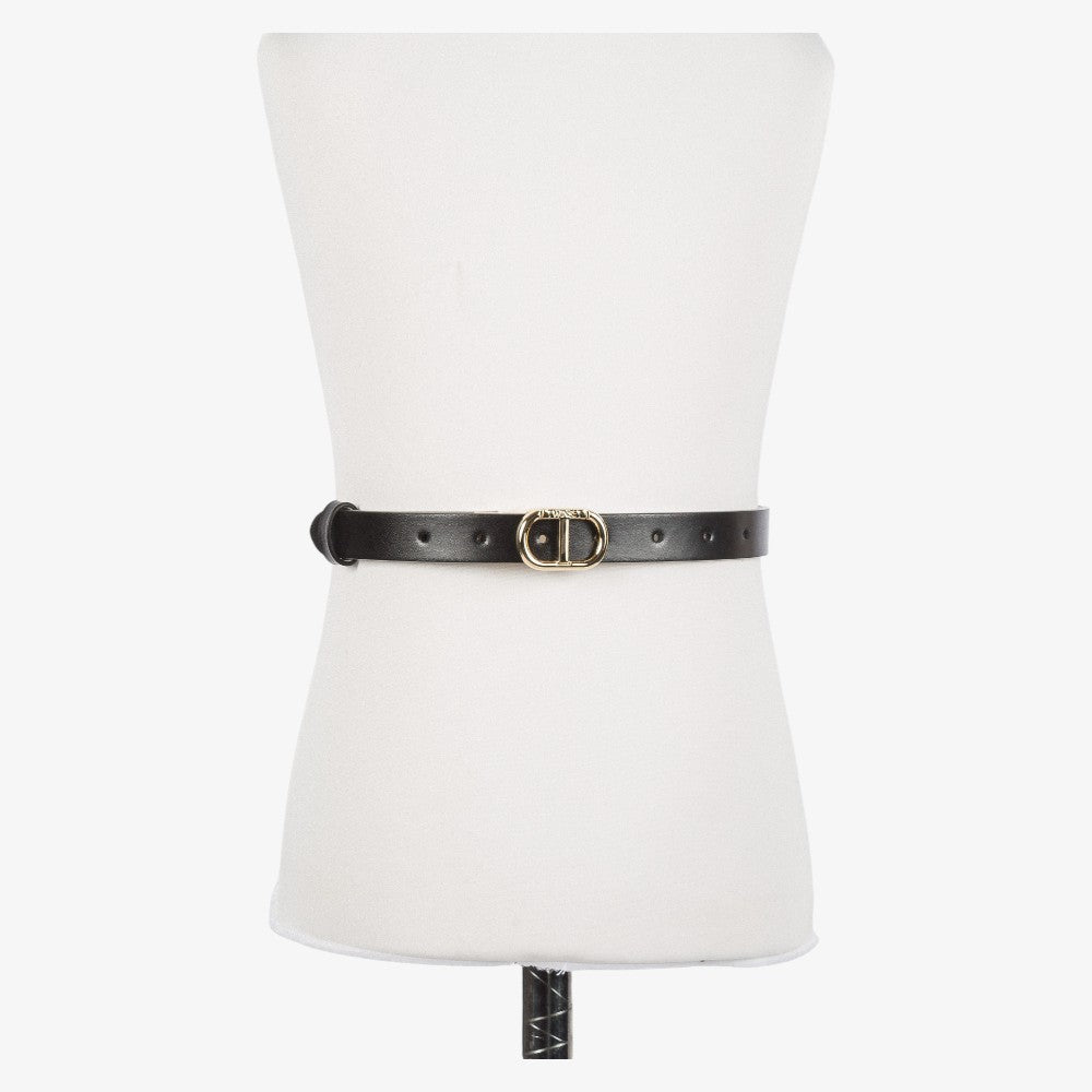 Reversible Belt With Oval T Buckle - Black/milk