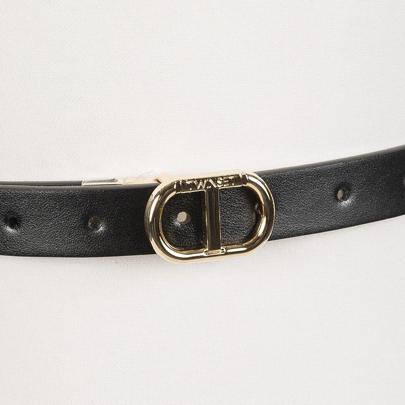 Reversible Belt With Oval T Buckle - Black/milk