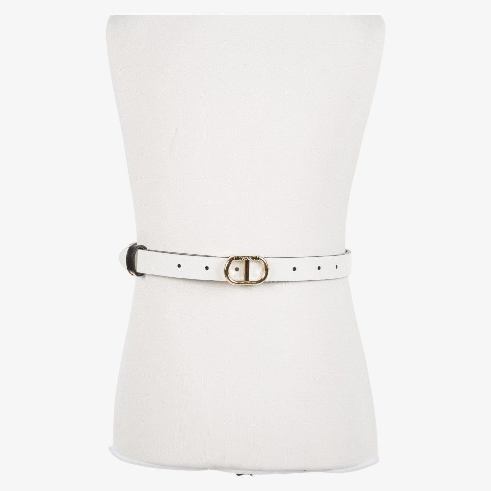 Reversible Belt With Oval T Buckle - Black/milk