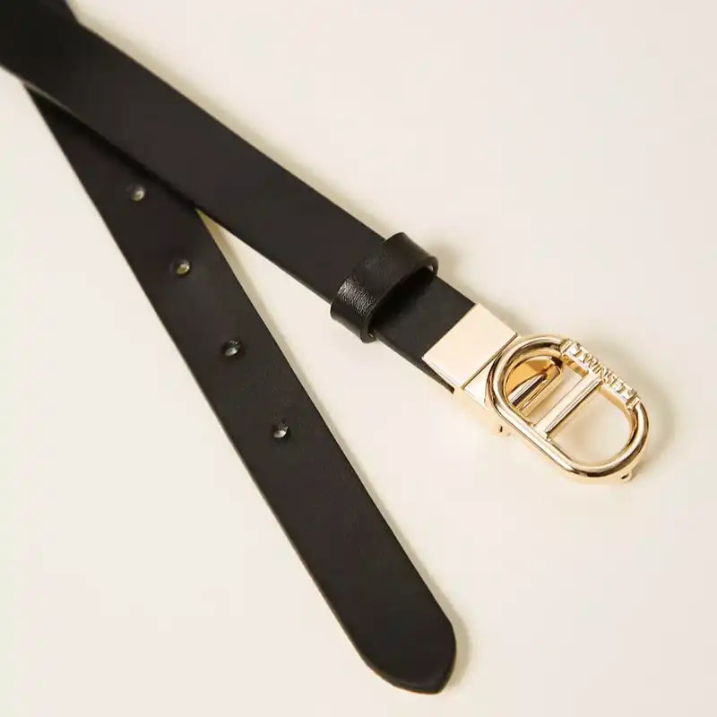 Reversible Belt With Oval T Buckle - Black/milk
