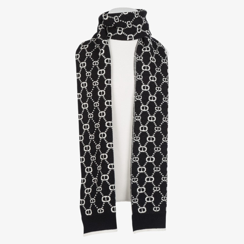 Knit Logo Scarf - Black/off White