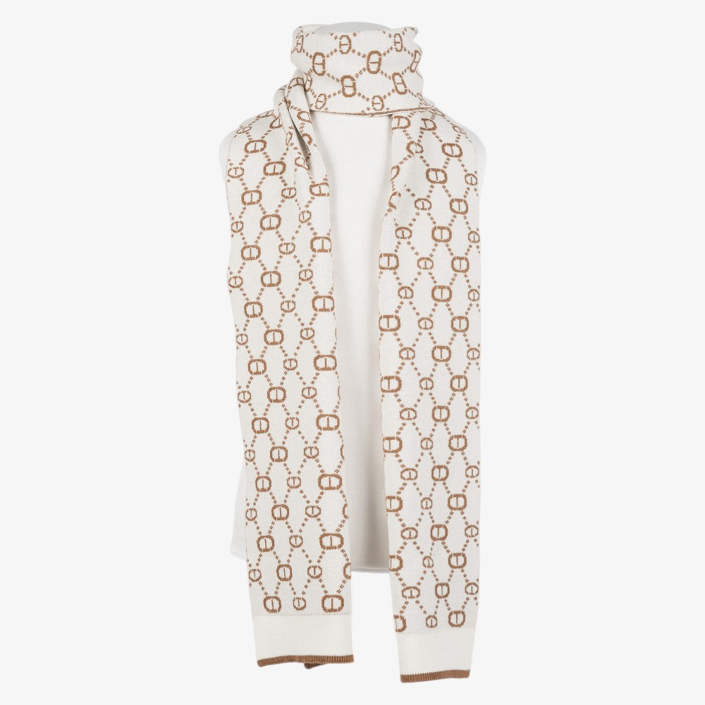 Knit Logo Scarf - Milk/camel