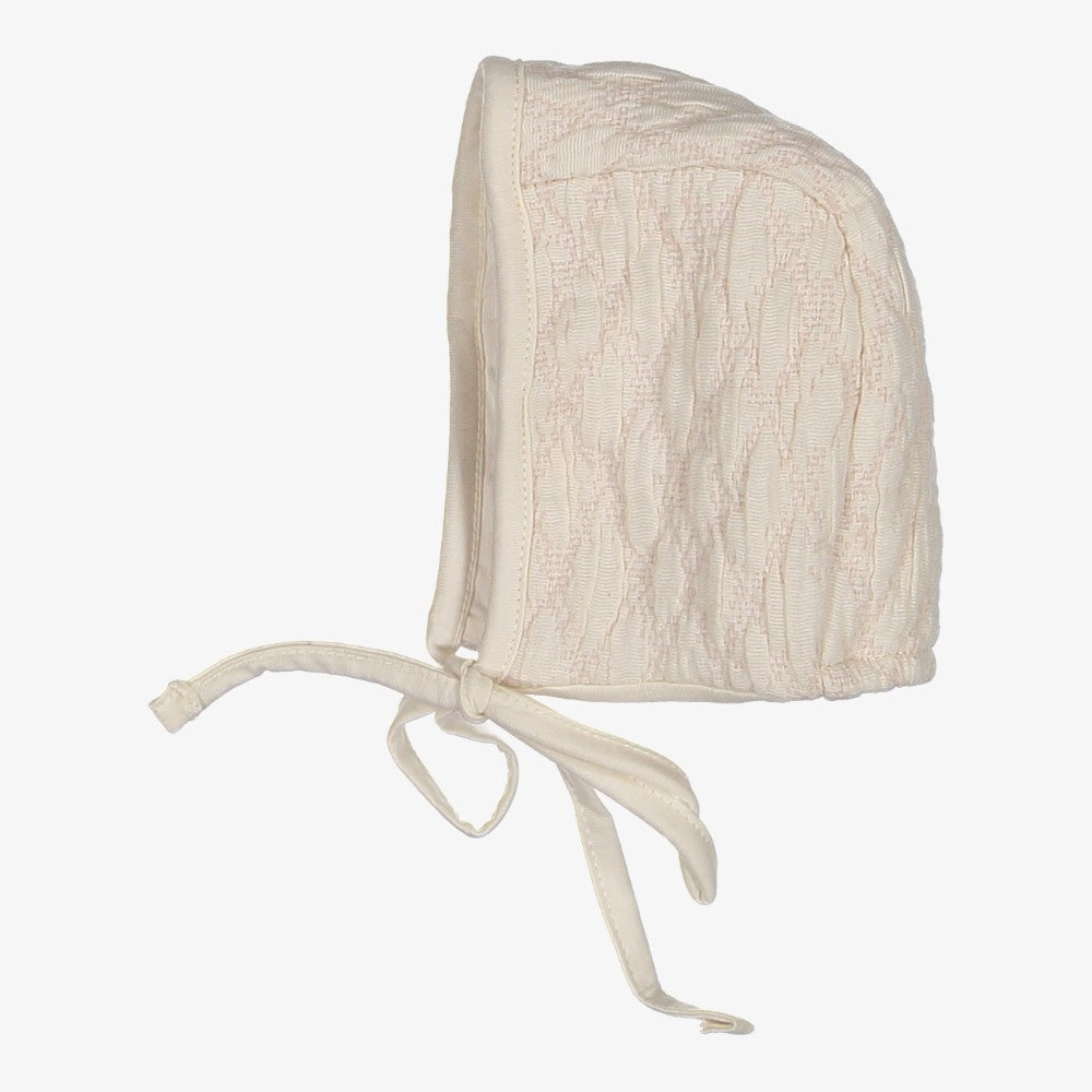 Quilted Bonnet  - Ivory&amp;pink