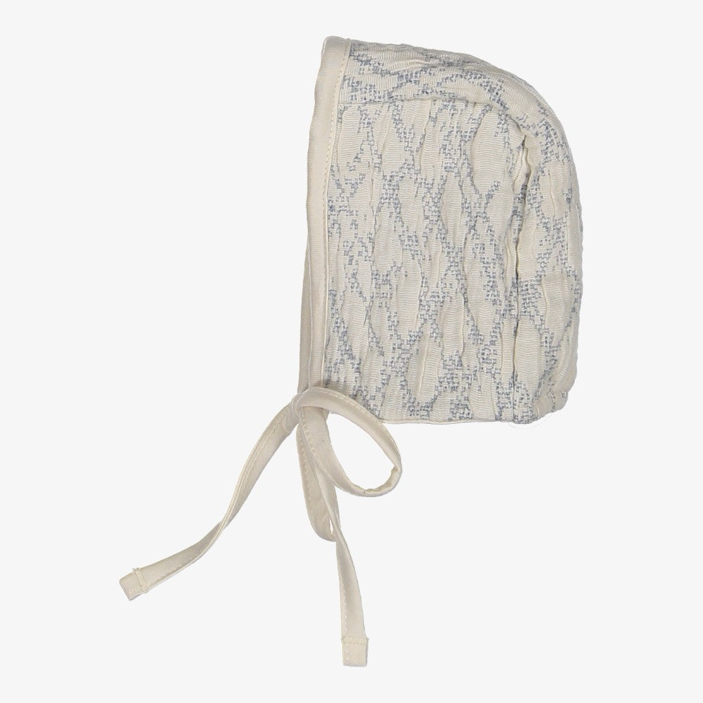 Quilted Bonnet  - Ivory&amp;blue