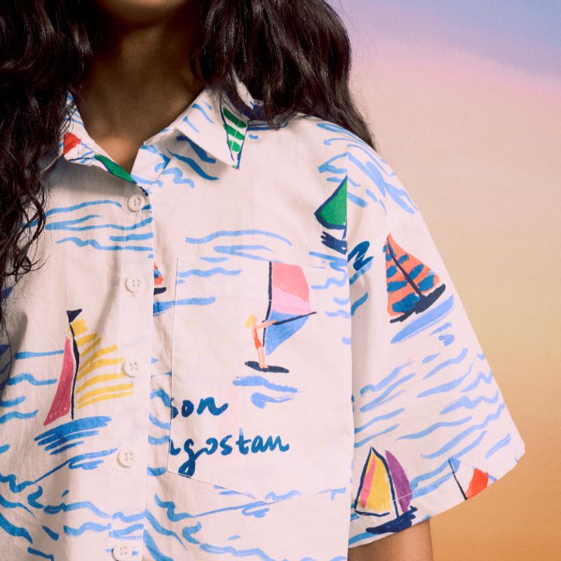 Barcos Cropped Shirt - White