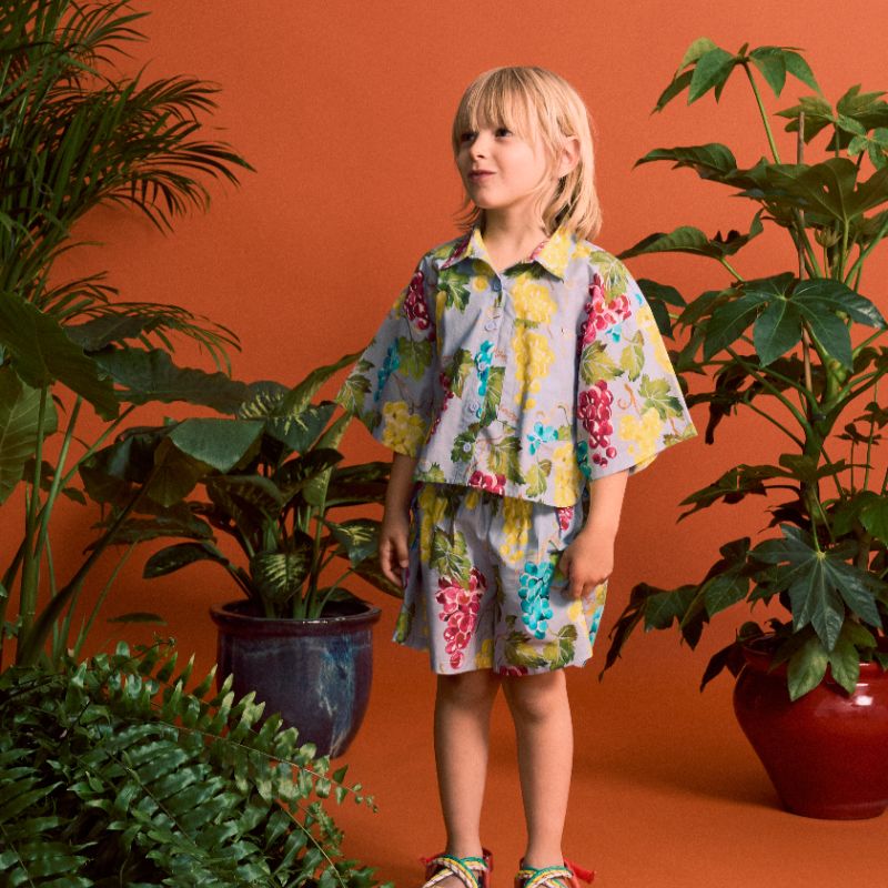 Uvas Cropped Shirt - Blue