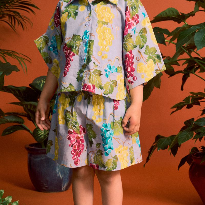 Uvas Cropped Shirt - Blue