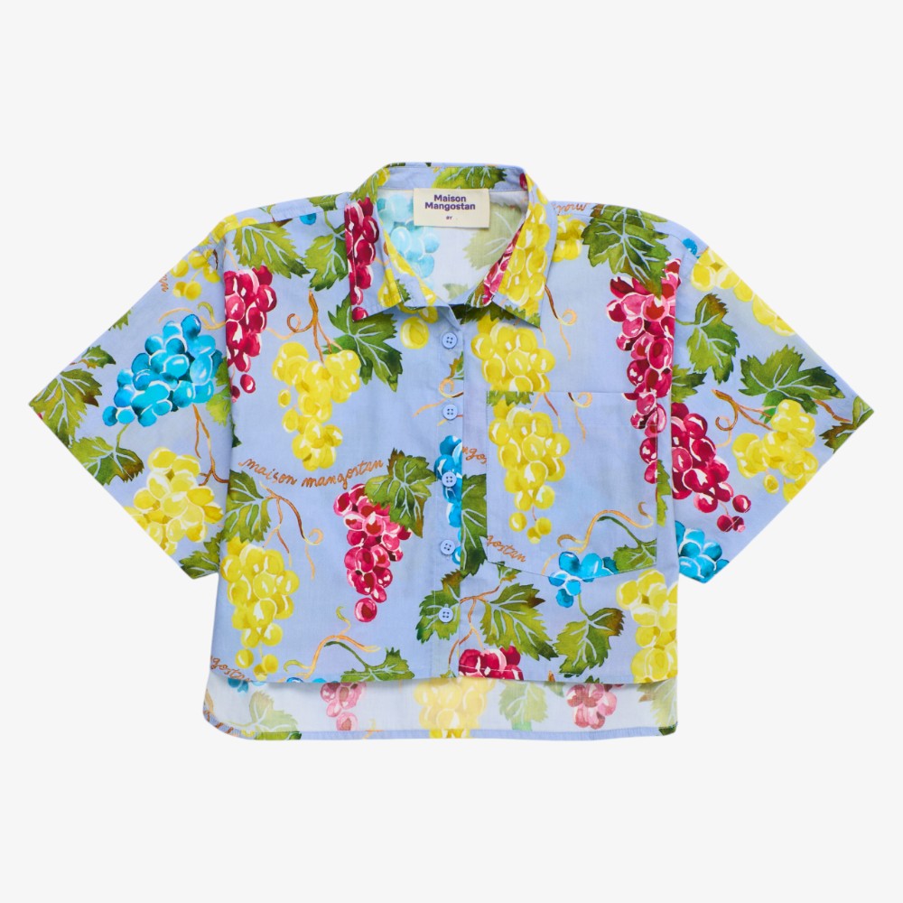 Uvas Cropped Shirt - Blue