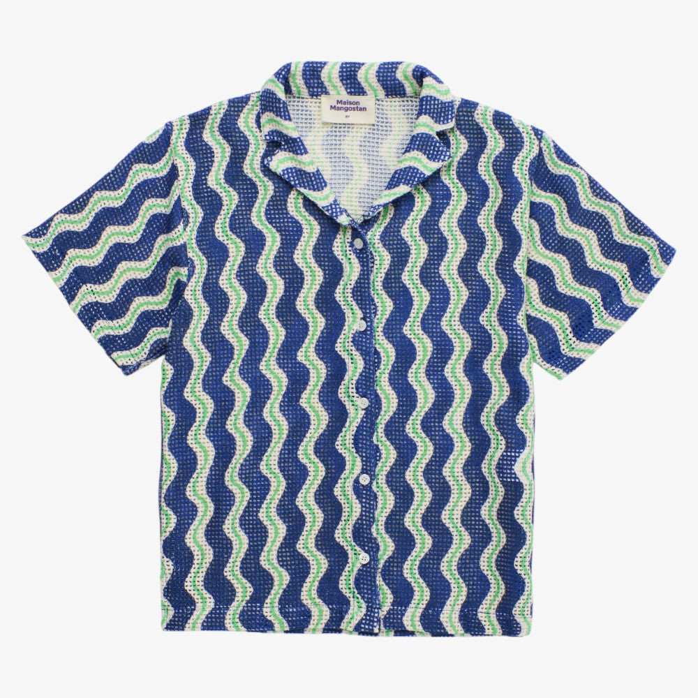 Wavy Mesh Shirt - Blue