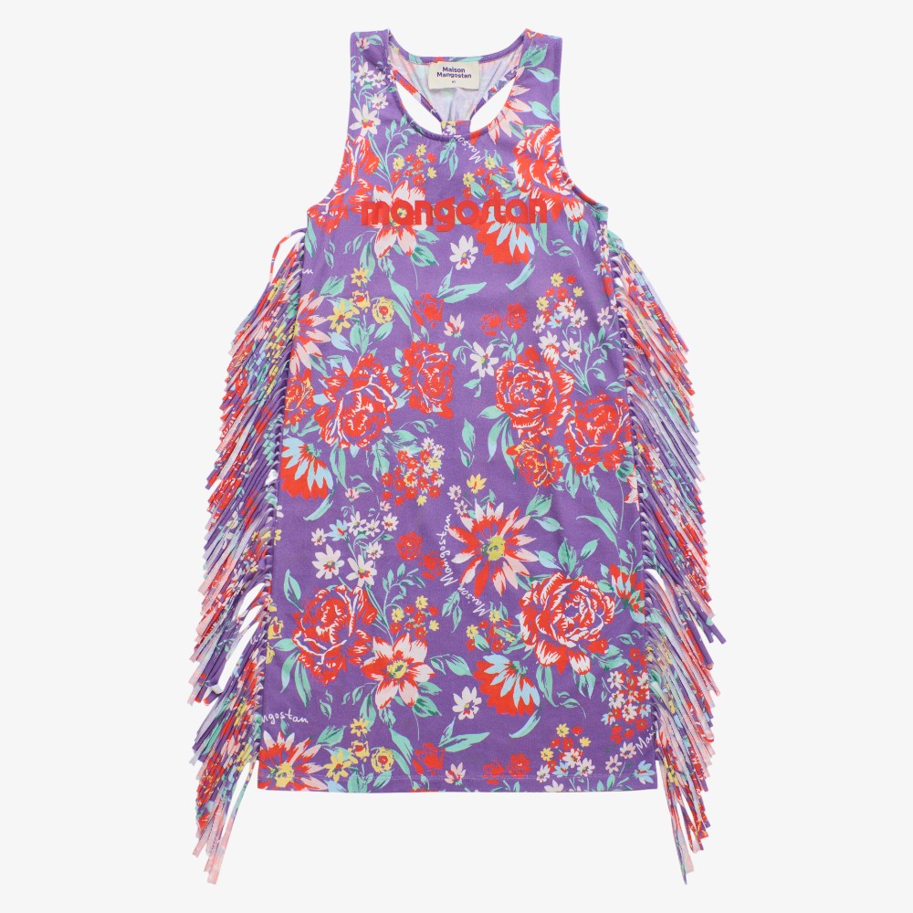 Beverly Floral Fringe Dress - Purple