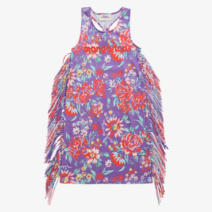 Beverly Floral Fringe Dress - Purple