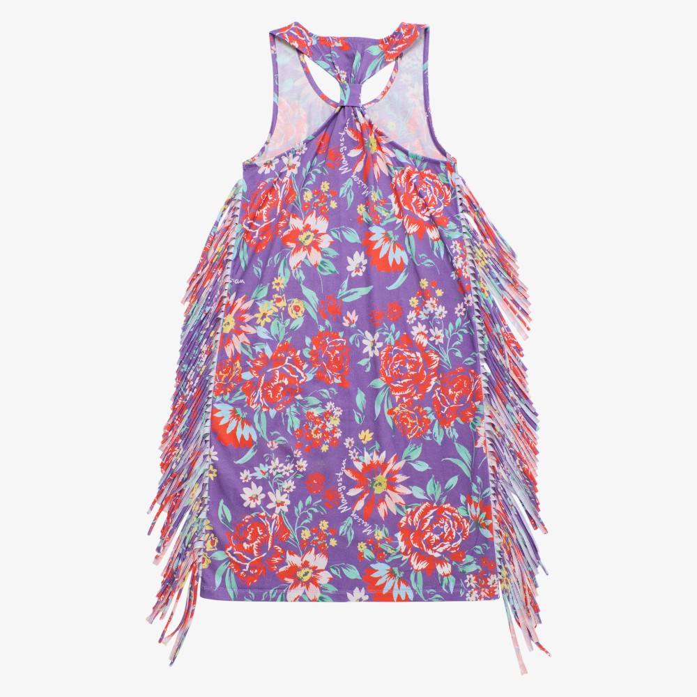 Beverly Floral Fringe Dress - Purple