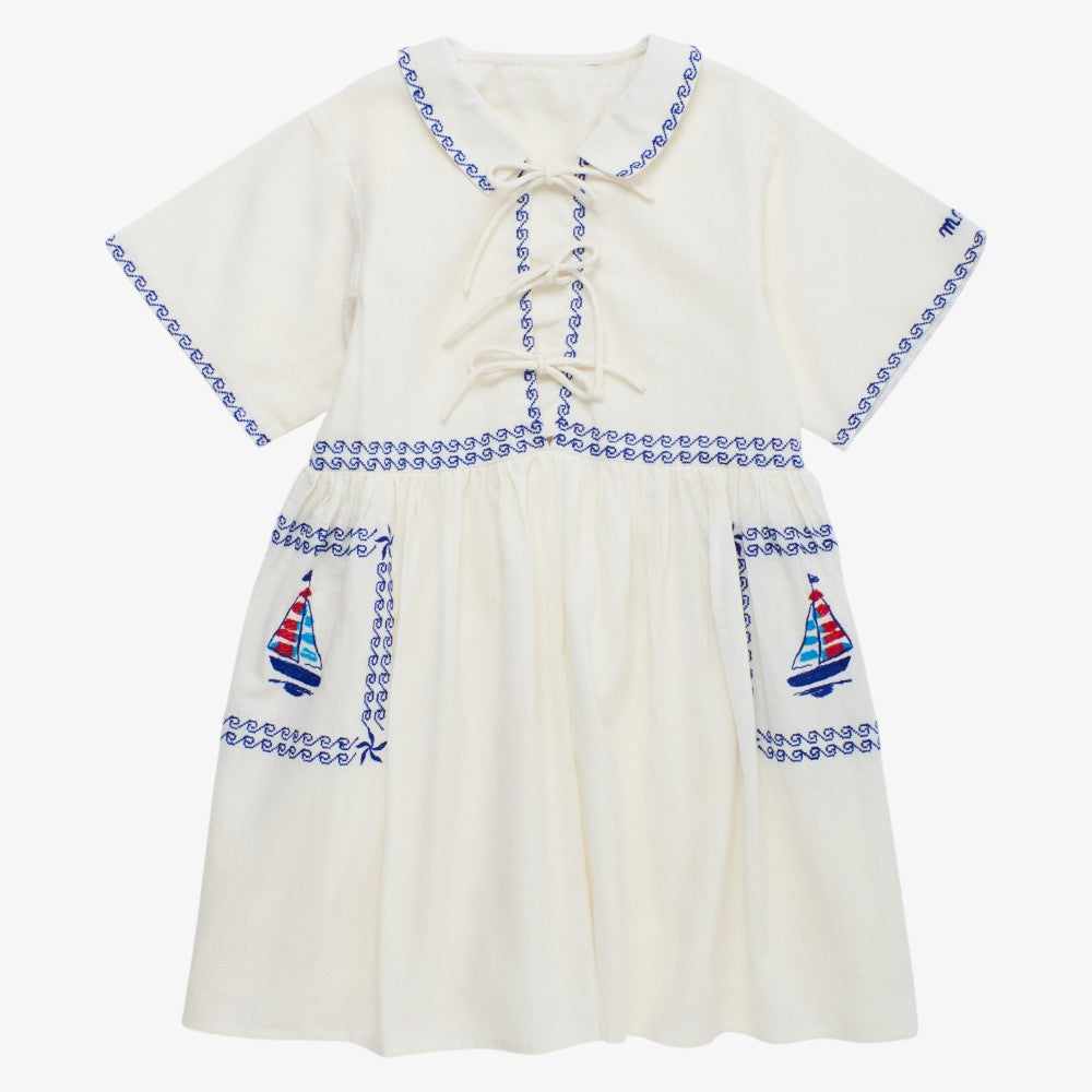 Barcos Embroidered Dress - White
